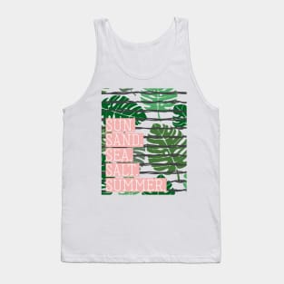 Sun Sand Sea Salt Summer Palm Print Tank Top